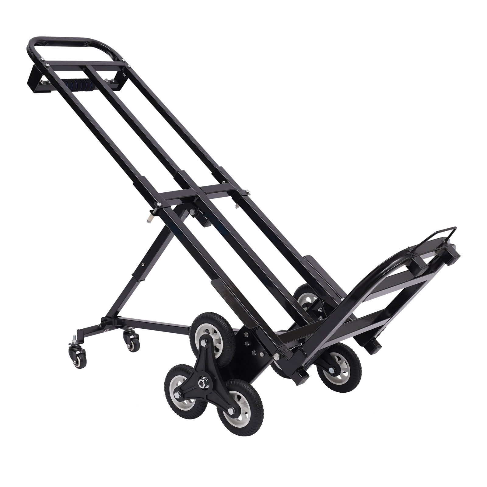 460lbs Black Stair Climbing Cart Trolley Stair Climber Hand Truck 29-45in Height All Terrain Heavy Duty Stair Dolly with 6 Wheels