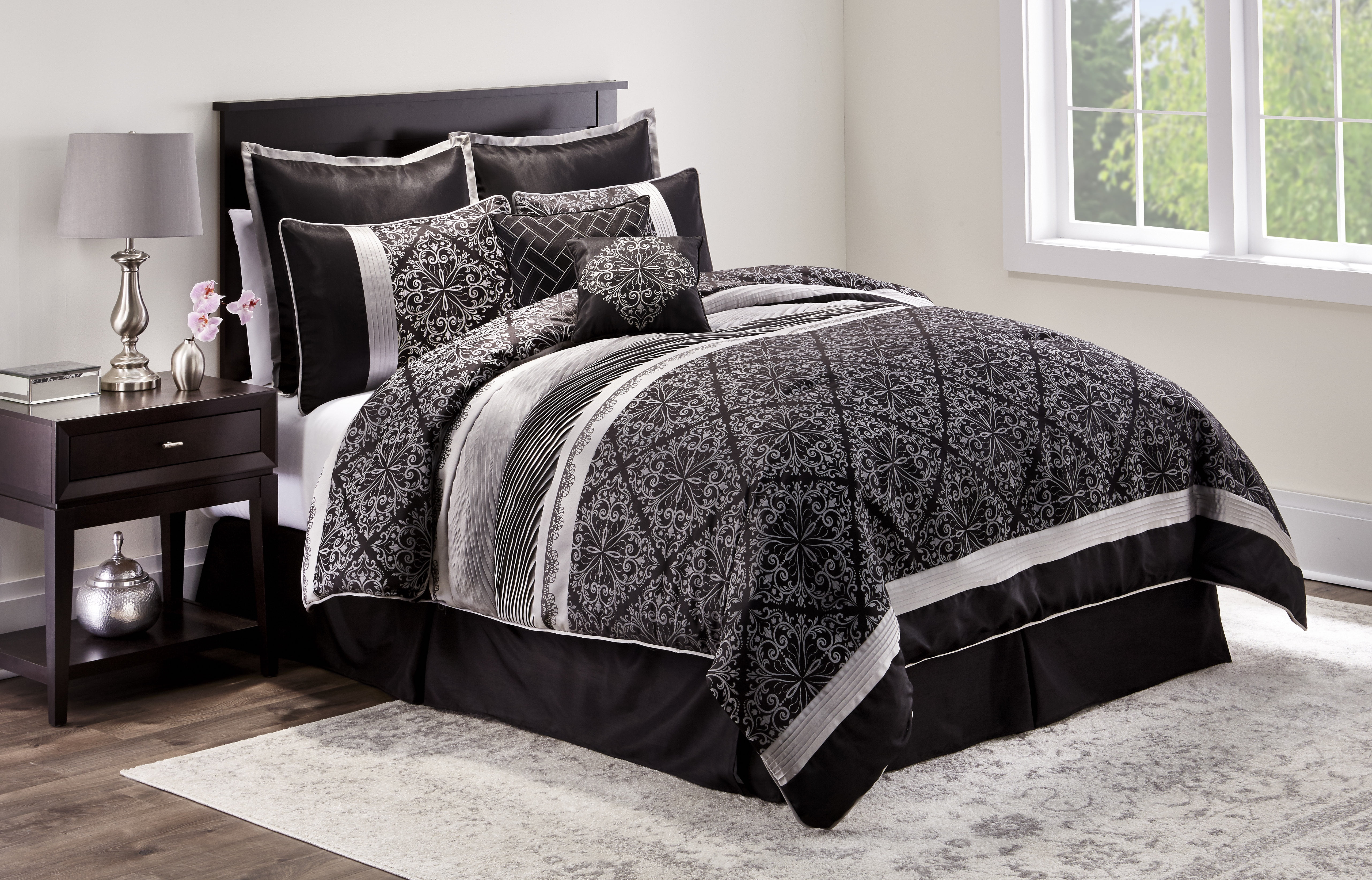 Midnight Black 8-piece Comforter Set King - Walmart.com