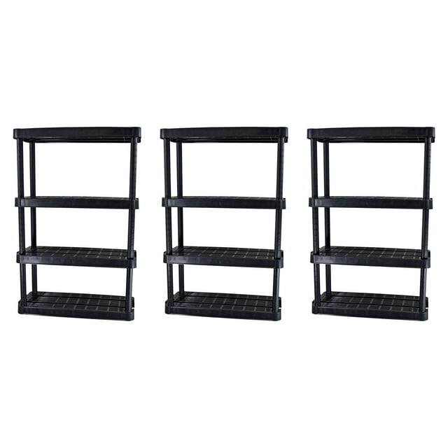 Gracious Living Étagère de Rangement à 4 Tablettes Réglables, Capacité Moyenne, Noir