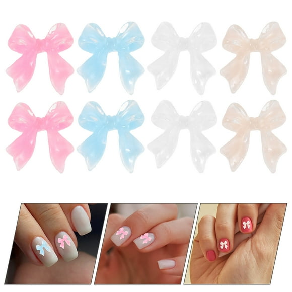 Homoyoyo 200Pcs Nail Decorations Bow Shape Assorted Color Cute Charms for Nail Art