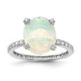 thumbnail image 3 of Auriga Fine Jewelry 925 Sterling Silver Rh-plated Lab Created White Oval Opal and CZ Ring for Women Size 5, 3 of 6