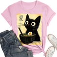 thumbnail image 4 of Graphic Tennis Tees for Women Cat Ramen Graphic Tee for Women Funny Anime Cat Tee Featuring Playful Design Comfortable Fit Pink M, 4 of 4