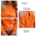 thumbnail image 4 of Pure Color Sweater,Women V Neck Sweater Cold Shoulder Sweater Long Sleeve Sweater Finely Tuned Performance, 4 of 5