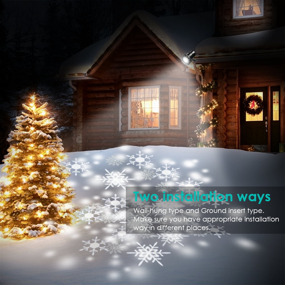 LED Landscape Projector Light for Indoor/Outdoor cjc Moving Snowflakes Projector Light Projection Spotlight Christmas Lamp Party Lighting Colorful Home Decor Wall Decoration Xmas Light 