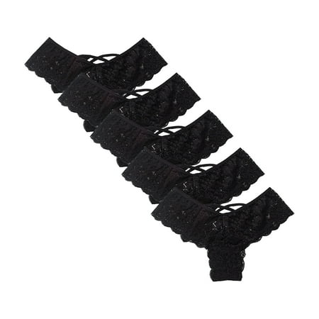 AnuirheiH Women Thong String Trousers Pack Lace Soft Lingerie Underwear Pack Of 5 Sale on Clearance