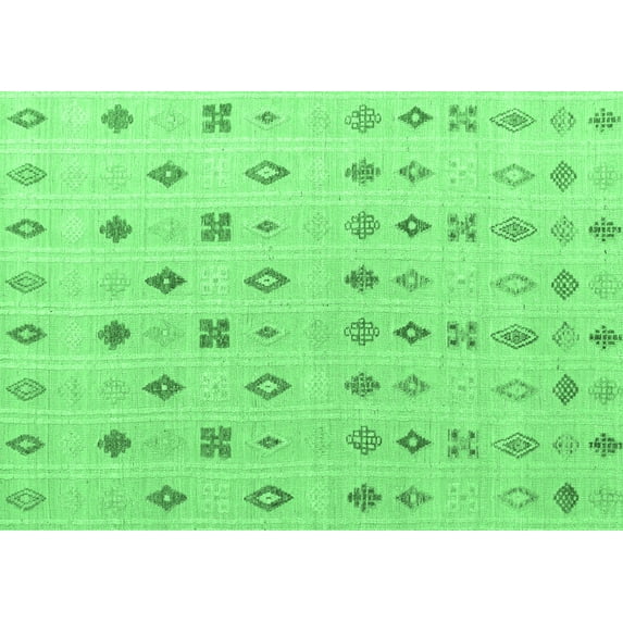 Ahgly Company Indoor Rectangle Abstract Emerald Green Modern Area Rugs, 2' x 5'