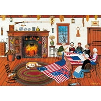 500 Piece Jigsaw Puzzle - Charles Wysocki - The Quiltmakers - 500 Large Piece Jigsaw Puzzle, Red