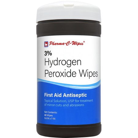 Pharma-C-Wipes 3% Hydrogen Peroxide Wipes, First Aid, 40 per Canister, Case of 6