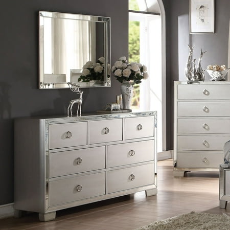 Tropical Island Dresser Mirror - Acme Furniture Voeville II Platinum 7 Drawer Dresser with Optional Mirror