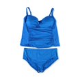thumbnail image 1 of Tankini de 2 piezas La Blanca azul con parte delantera torcida para mujer 22W, 1 of 2