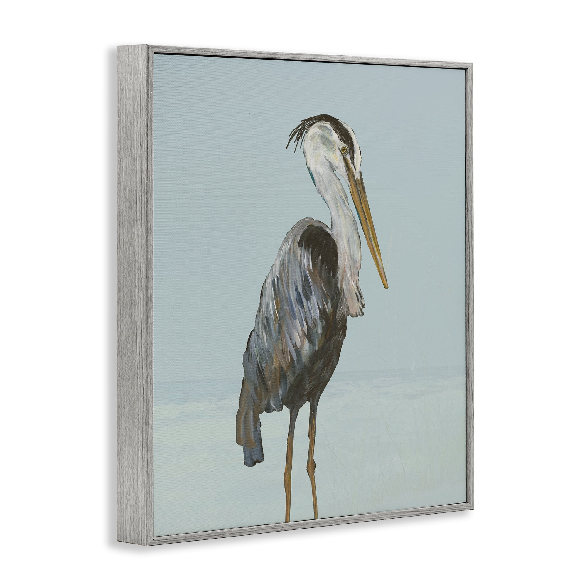 Stupell Industries Coastal Pelican Muted Blue Gray Framed Giclee Art, design by Julie DeRice