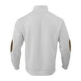 thumbnail image 4 of Mens Casual Knitted Pullover Sweater Long Sleeve Stand Collar Vintage Button Sweaters with Elbow Patches White XL, 4 of 5