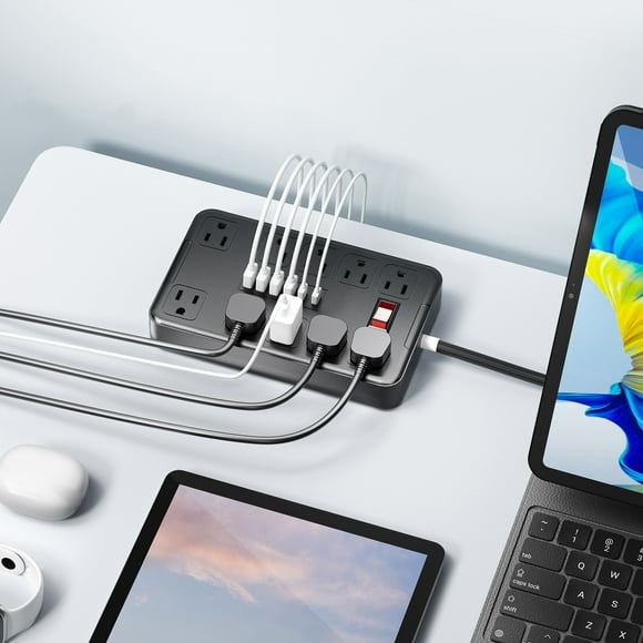Outlet Extender 10 Outlets with 4 USB Ports and 2 Type-C Ports, Multi Plug Outlet Splitter for Home, Office(US Standard 2500W Power Strip)