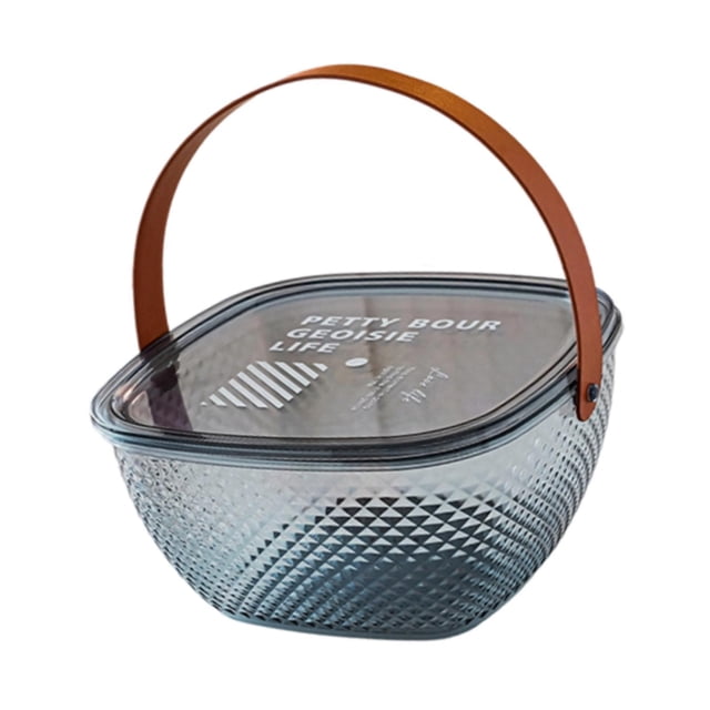Organizador de frutero con tapa y asa de cuero, ideal como regalo, adorno para aperitivos, para hoteles, restaurantes, fiestas, hogares y exteriores. Azul