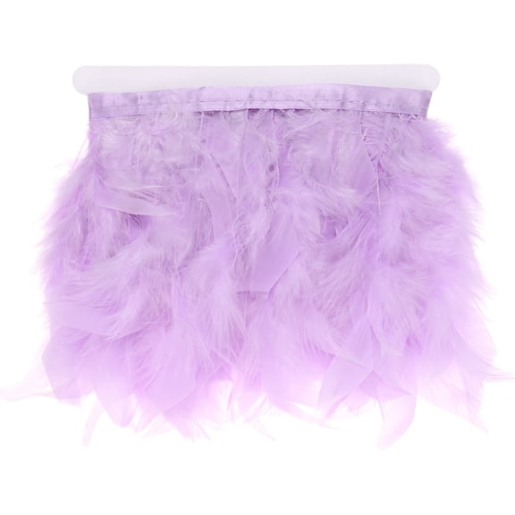 Uxcell 1-Pack Turkey Feather Trim Fringe, 2 Yards 4-6" Natural Fluffy Feather Trim [Light Purple]