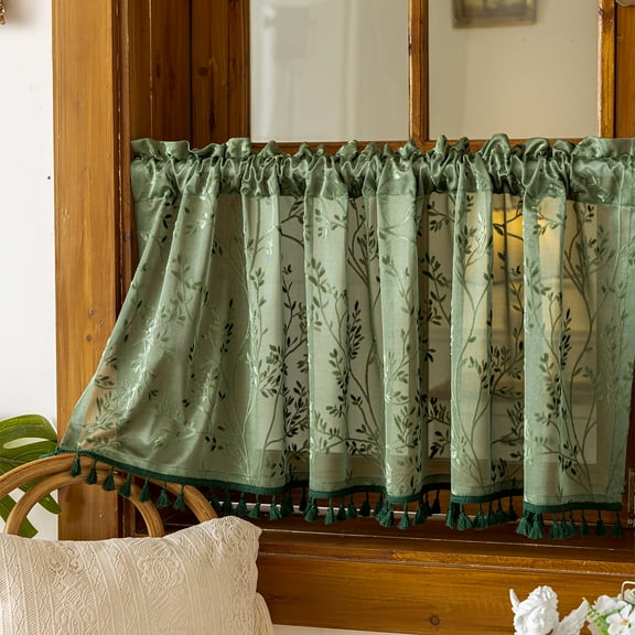 Namzi Small Curtain - Short Curtains green 140*60cm - 1 slice Rod Pocket Curtains, Farmhouse Kitchen Curtains for Small Windows, Decorative Drapes