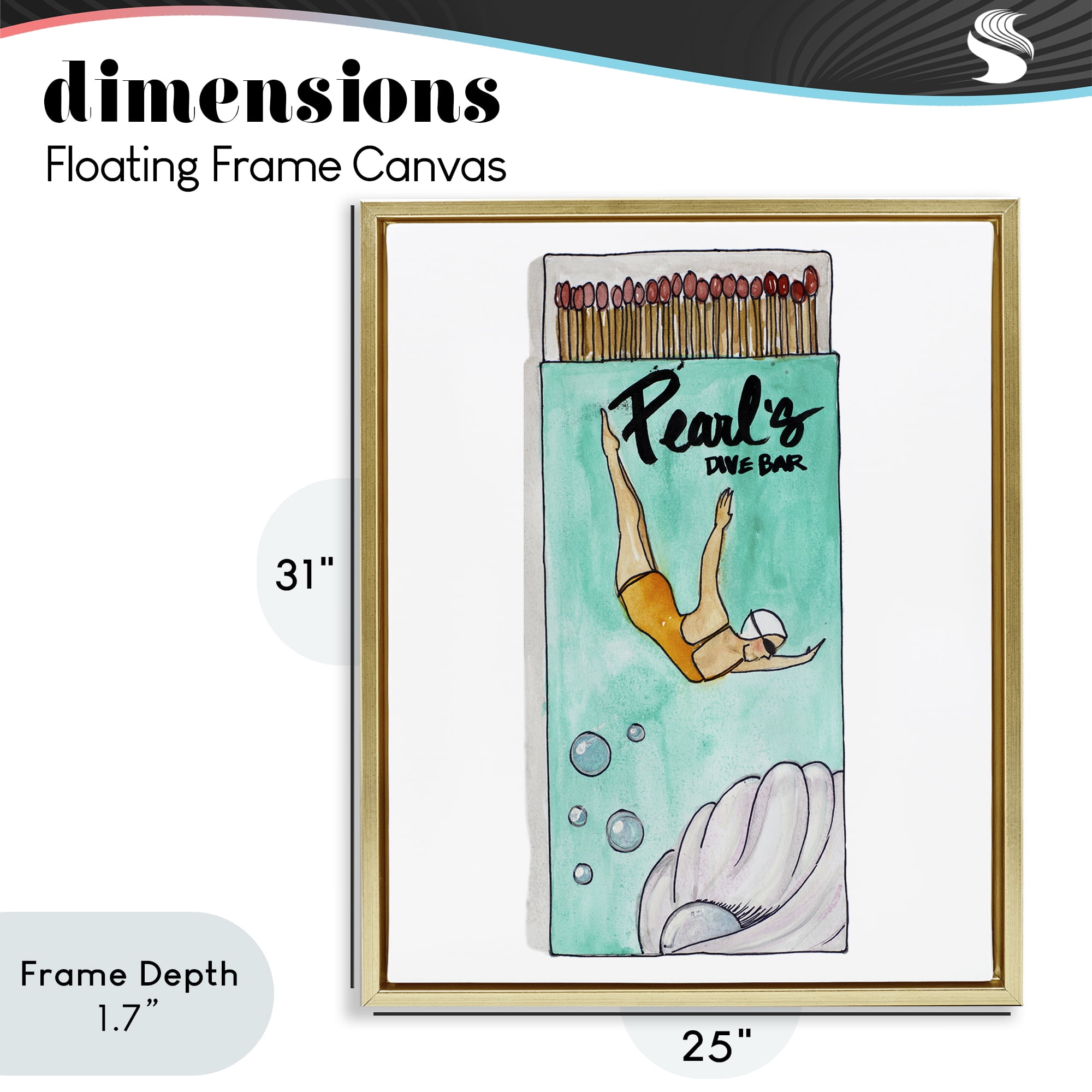 Stupell Industries Pearl Dive Matchbox Gold Framed Floater Canvas Wall Art, design by Nola James