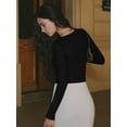 thumbnail image 4 of MOYIKO Scoop Neck Thermal Long Sleeve Shirts for Women Undershirts Basic Fitted Tees, 4 of 6