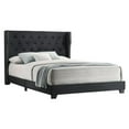 thumbnail image 1 of Black Velvet Panel Bed with Tufted Headboard in Queen Size, 1 of 3