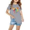 thumbnail image 2 of YLSDY Children Girl Butterfly Print Tshirts Round Neck Tee Tops for Child Short Sleeve Thin Summer Fall Shirts 2025 Gray 5 Years, 2 of 5