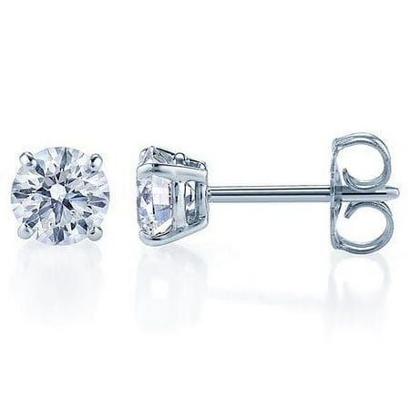 (0.10 carat) 14K White Gold Round Diamond Stud Earrings in I3 Clarity