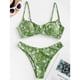 thumbnail image 4 of Gibobby Conjunto de Traje de Baño para Mujer Piezas cuello mujer flor traje de baño dos V traje de baño ropa de playa Bikini estampado corte traje de bañ(Verde,G), 4 of 5