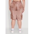thumbnail image 5 of Womens Plus Size Daisy High Waisted Acid Wash Cargo Denim Shorts, 5 of 5