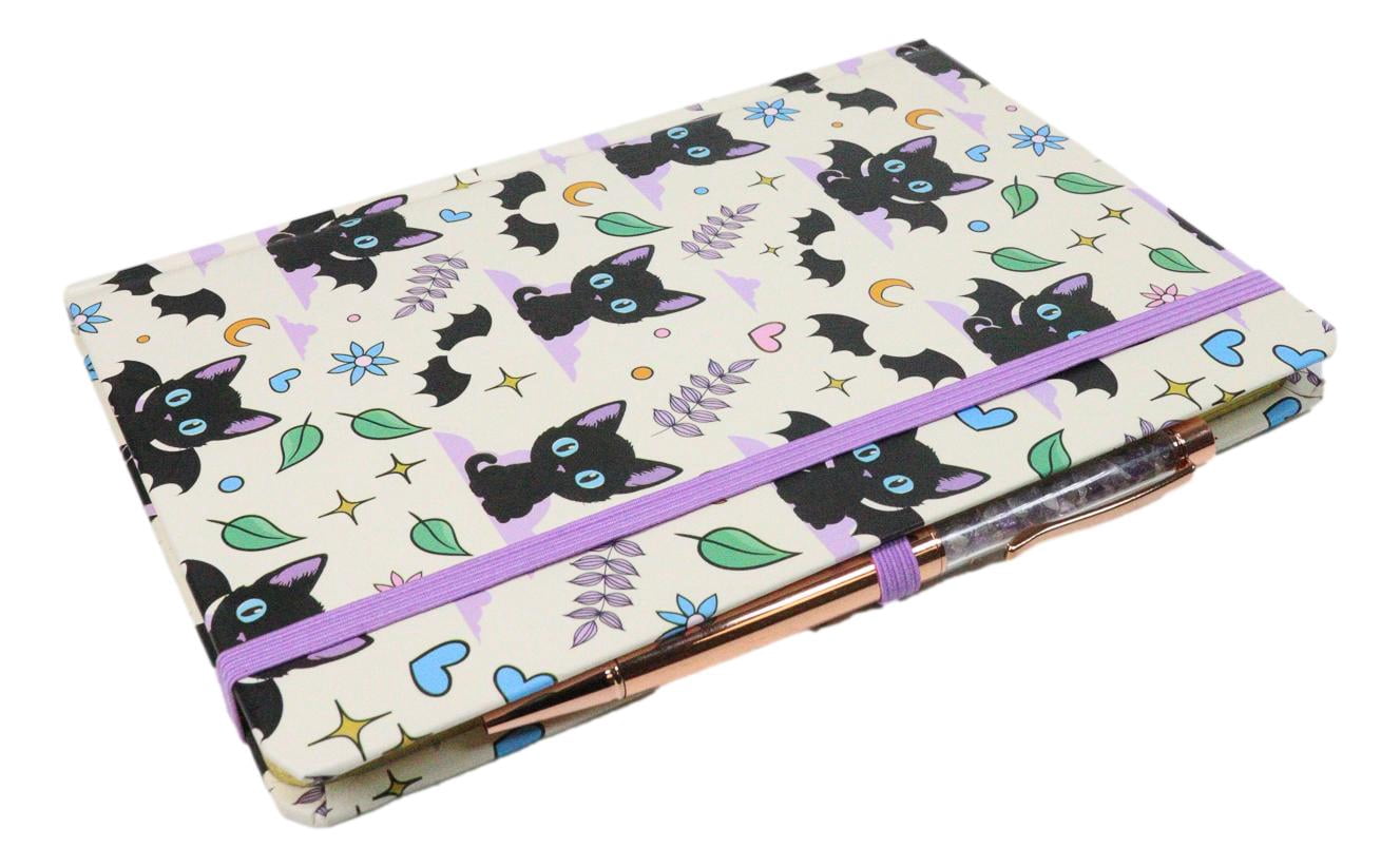 Cute And Creepy Bat Winged Cats Mystical Spell Notebook Journal Lined Page A5
