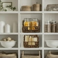 thumbnail image 2 of Casafield (Set of 2) Water Hyacinth Pantry Baskets with Handles - Espresso, Medium and Large Size Woven Storage Baskets for Kitchen Shelves, 2 of 7