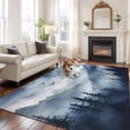 thumbnail image 3 of Blue Mountain Peak Area Rug 6x9 FT, Non Slip Living Room Throw Carpet, Forest Tree Bird Fog Landscape Washable Soft Large Floor Carpet Non-Shedding Rug for Bedroom Dining Room Play Room, 3 of 9