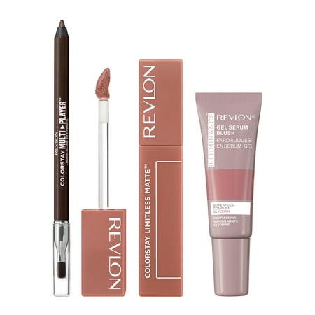 Revlon Sunset Siren Collection: Get the Look with Madelyn Cline ColorStay Multiplayer Eye Pencil ColorStay Limitless Matte Lipstick Illumiance Gel Serum Blush Pack of 3
