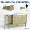 thumbnail image 3 of 59 Inch Farmhouse Fluted Sideboard Buffet, Large Credenza Media Console with 6 Drawers and 2 Sliding Doors for Living Room & Kitchen Storage, 3 of 9