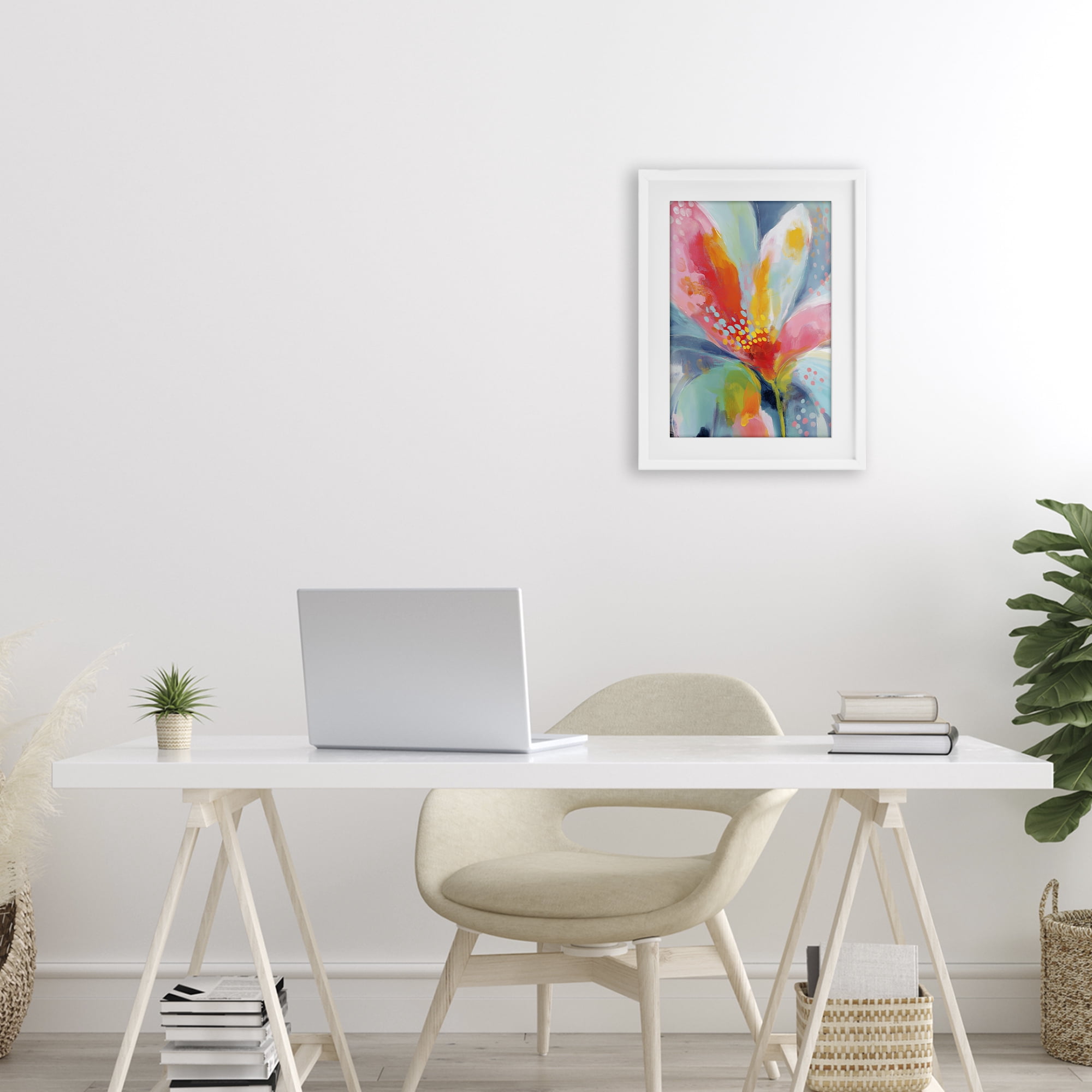 Stupell Industries Dotted Bloom Expression White Framed Print Under Glass, design by Chromatic Storm Studio