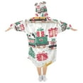 thumbnail image 2 of FORMRS Wearable Blanket Hoodie with Sleeves for Kids Cozy Flannel Sweatshirt, Christmas Train, 2 of 7