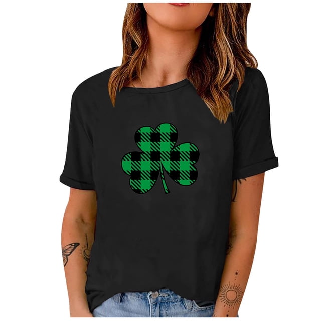 QIPOPIQ T-Shirts à Manches Courtes pour Femmes à Col Rond T-Shirts de la Saint-Patrick T-Shirt Shamrock T-Shirt Vert Tops St Patricks Day T-Shirts Amples T-Shirt de Fête T-Shirts Graphiques Aubaines