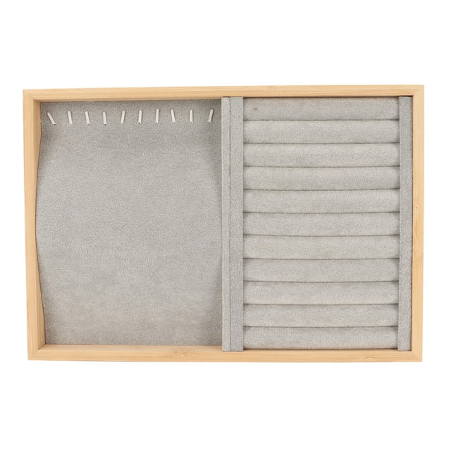 Bandeja de exhibición de joyas, caja de almacenamiento apilable a prueba de arañazos, cajón de joyería, inserto para pendientes, collares, pulseras, alfileres, gris