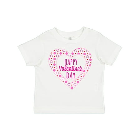 

Inktastic Happy Valentine s Day Pink Hearts and Dots Boys or Girls Toddler T-Shirt