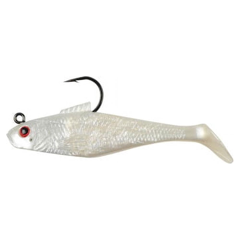 Berkley PowerBait Pre-Rigged Swim Shad Fishing Bait, Pearl Red Eye, 3in | 8cm