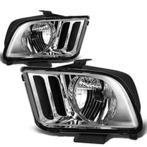 DNA Motoring For 2005-2009 Ford Mustang Chrome Euro Crystal Clear Headlight Lamp Pair