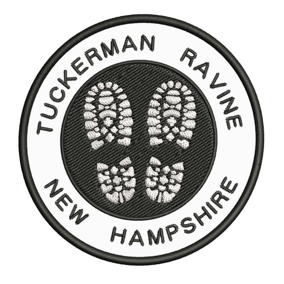 Go Trekking! At Tuckerman Ravine, New Hampshire 3.5 Inch Iron Or Sew On Embroidered Fabric Badge Patch Hiking Trails Iconic Series