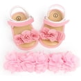 thumbnail image 3 of Infant Baby Girls Summer Sandals Indoor Slippers Open Toe Lace Princess Dress Wedding Flats Shoes Newborn Toddler Soft Non-slip Sole First Walker Crib Shoes 0-18 months, 3 of 6
