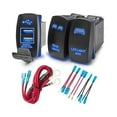 thumbnail image 1 of 0829 LED Rocker Switch, 3 Pack 12A/20A 24V/10A LED Light Bar & Rear Light & 4.2A Dual USB Car Charger Port with Jumper Wire for Marine Toggle Switch Panel on ATV UTV Boat Polaris Can-Am Blue, 1 of 1