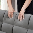 thumbnail image 6 of 65" Sofa Bed, 3-in-1 Convertible Sleeper Sofa, Modern Velvet Futon Couch with Adjustable Backrest, Fold Out Guest Bed for Small Space, Living Room, Bedroom, Apartment,Dark Gray, 6 of 10