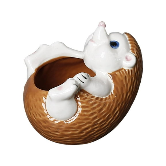 Bothyi Animal Planter Cute Desk Decoration Head Planter Pot for Balcony Garden Home Brown