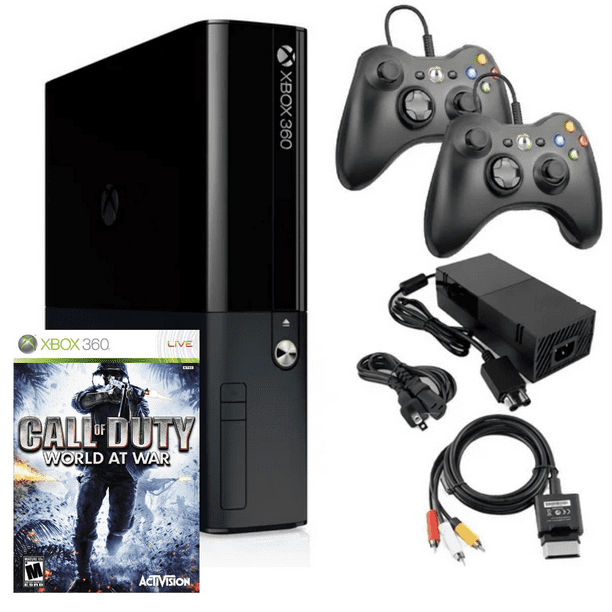 Restored Microsoft Xbox 360 Console Model E 4GB with Call of Duty World at War and Two Retrofam Controllers Black (Refurbished)