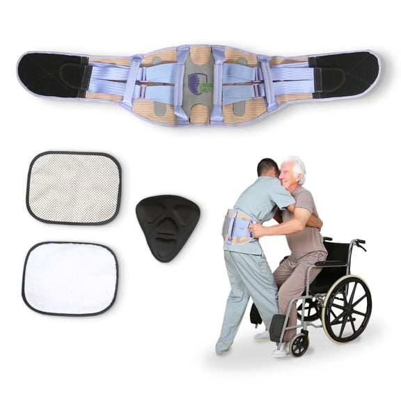 Ehucon Patient Transfer Support Belt with 4 Handles, Adjustable Waist Support for Assisted Standing & Walking, Breathable Mesh, M