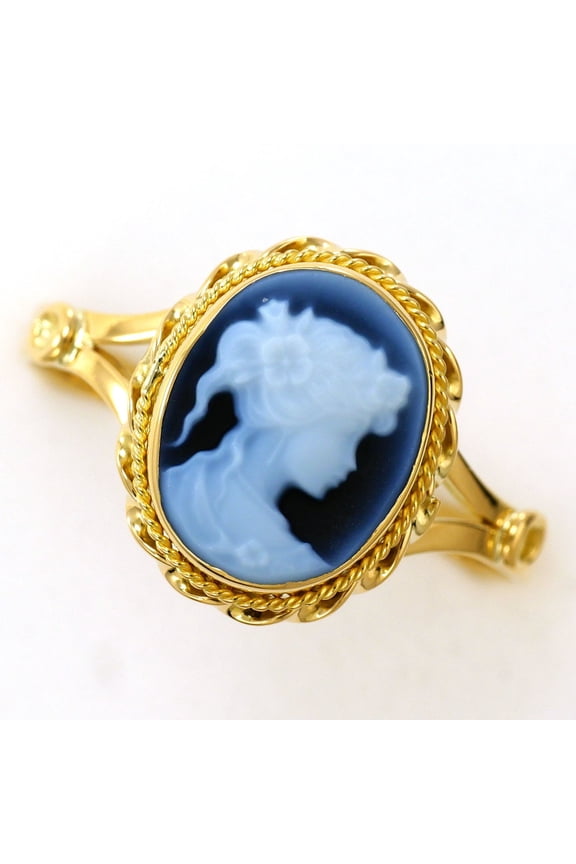 Pre-Owned 18K (18-karat) Yellow Gold Ring with Stone Cameo, Total Weight 1.9g, Jewelry
