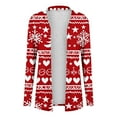 thumbnail image 4 of Christmas Outfits Lightweight Cardigan Sweater for Women Xmas Printed Open Front Plus Size Long Sleeve Blouse Outwear (L, Red E-Xmas), 4 of 4
