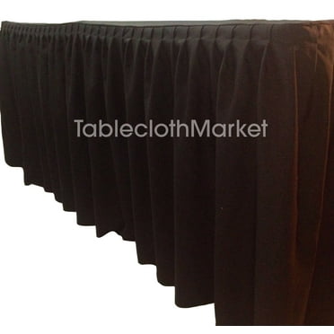 8' ft. Fitted Table Skirting Cover w/ Top Topper Single Pleated Trade show BLACK"