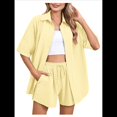 thumbnail image 1 of Conjunto de Chándal de 2 Piezas para Mujer, de Verano, con Top de Corta y Pantalones Cortos. Amarillo XL, 1 of 9